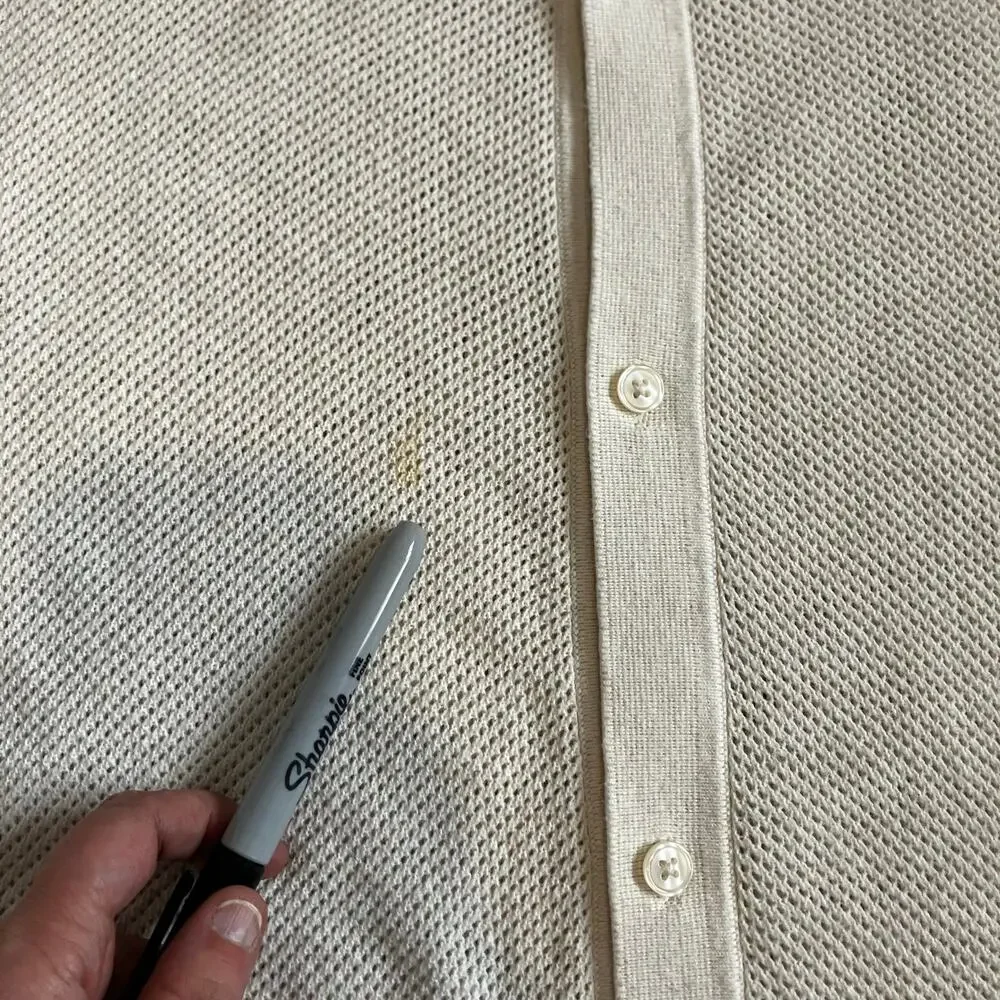Banana Republic Cream Knit Polo Shirt XL Quiet Luxury Classic Casual Preppy